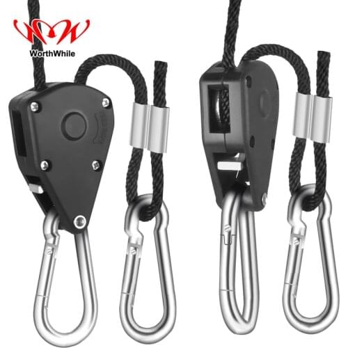 WorthWhile A Pair Camping Hiking Pulley Rope Ratchet Hanger Outdoor Tools EDC Survival Equipment Tent Light Hanging Hook