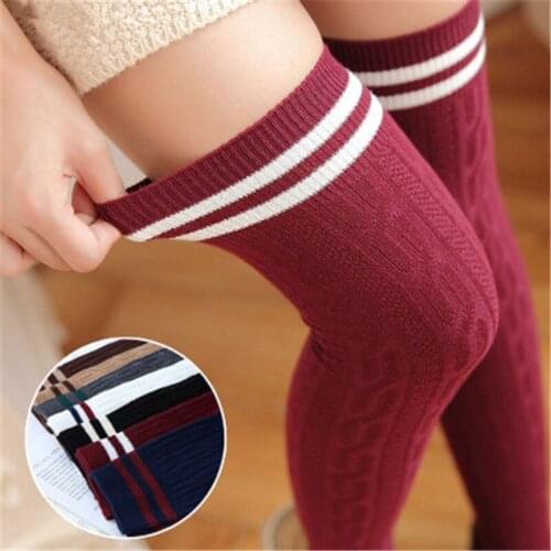 1 Pair New Fashion Womens Sexy Thigh High Over The Knee Socks Long Cotton Stockings For Girls Ladies Women