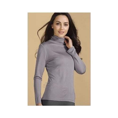 100% authentic mulberry silk top with thick silk machine navigation turtleneck thermal long sleeve lingerie - 5