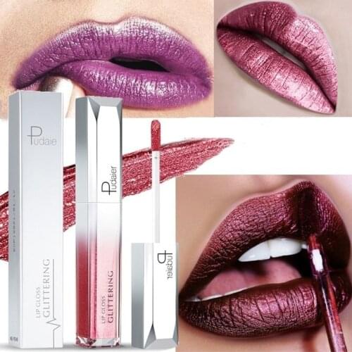 18 Color Glitter Lip Gloss Metal Lips Liquid Lipstick Waterproof Metallic Long-lasting Shimmer Lipgloss Sexy Red Shine Makeup