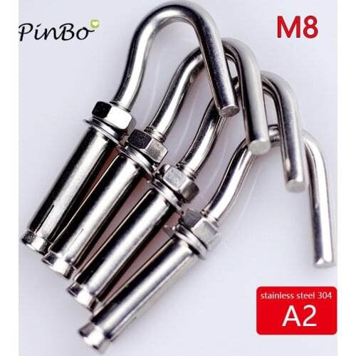 2PCS Stainless Steel 304 M8 Expansion Anchor Fastener Bolt Open Cup Hook