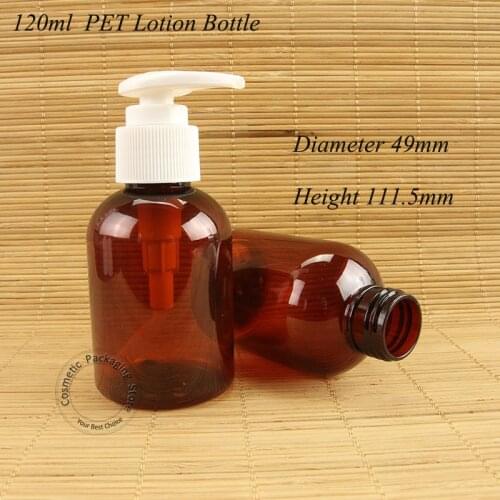 20pcs/lot Wholesale 120ml Plastic Lotion Bottle Empty Amber Women Cosmetic Contaier White Cap Refillable Shampoo Packaging