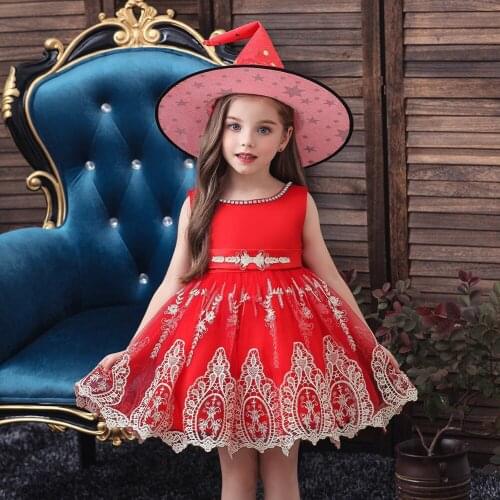 2019 princess dress for Embroidered sequins Formal Evening Wedding Gown elegant Flower Girls Dress Children Kids Party Dresses