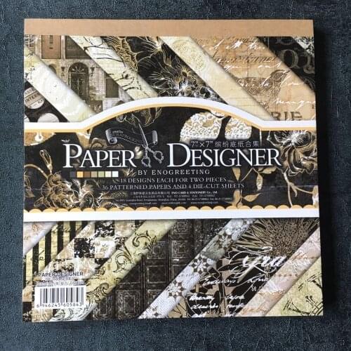 7'' retro black theme vintage scrapbooking paper pack set 40sheets pattern background paper pad,DIY craft paper kit
