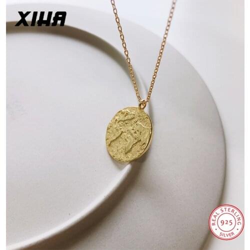 925 Sterling Silver Gold Coin Necklace for Women World Map Compass Choker Necklace Chunky Statement Party Fashion Jewelry