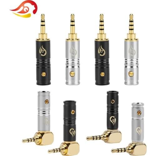 QYFANG 2.5mm Earphone Bend/Straight Plug Audio Jack 3/4 Poles Adapter HiFi Headphone 90 Degree Gold Plated Solder Wire Connector