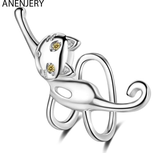 ANENJERY 1 PC Silver Color Fox Ear Clips Earrings No Piercing Fake Cartilage Animal Earrings Minimalist Gift S-E1077