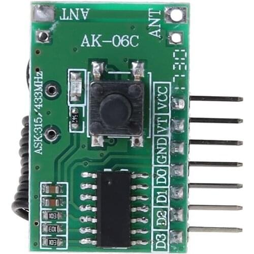 AK-06C Wireless Wide Voltage Coding Transmitter Decoding Receiver 4 Channel Output Module for 315/433Mhz Remote Control
