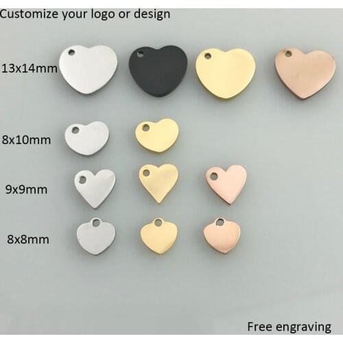 Custom Heart Charm Stainless steel heart beads Custom your logo design Jewelry making accessories
