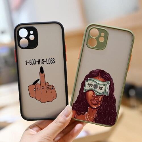 MAKE MONEY Not Friends Phone Case For iPhone 11 12 Pro XR X XS MAX SE20 7 8 6 Plus Afro Black Girl Clear Hard Matte Cover Coque