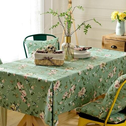 Flower Japan Style Green Tablecloth Anti-stain Tablecloth for Table Dining Coffee Table Cover Rectangle Cotton Table cloth