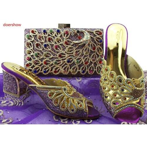 Doershow Newest Elegant Italian Shoes and Bag Set Top Quality African Shoes And Bag Set Comfortable wearing HBL1-4