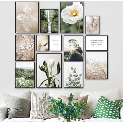 Canvas Painting Waterfall Flower Bridge Tulips Nordic Posters And Prints Wall Art Stickers Pictures For Modern Room Decoration