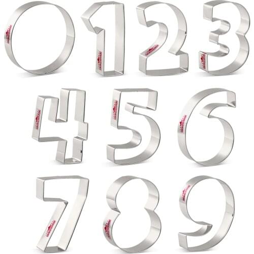 KENIAO Numbers Cookie Cutter for Kids Birthday Party - Number 0,1,2,3,4,5,6,7,8,9 Biscuit Fondant Cutters - Stainless Steel