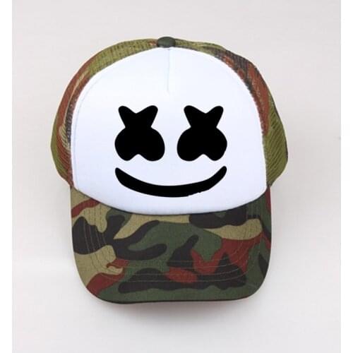 Marshmello Face Hat Kids baseball cap Face Adult Sun Caps Mens Summer black hats adjust size Child/Unisex Net Cap Custom LOGO