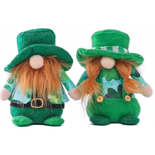 St Patricks Day Faceless Gnome Doll 2021 St Patrick Day Decoration Irish Leprechaun Green Shamrocks Elf Plush Flannel Toy Doll