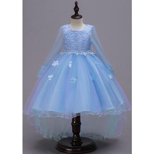 Summer Girl Teenage Girls Kids Beaded Princess Dress Flower Childrens Long Sleeve Fluffy Children Dresses