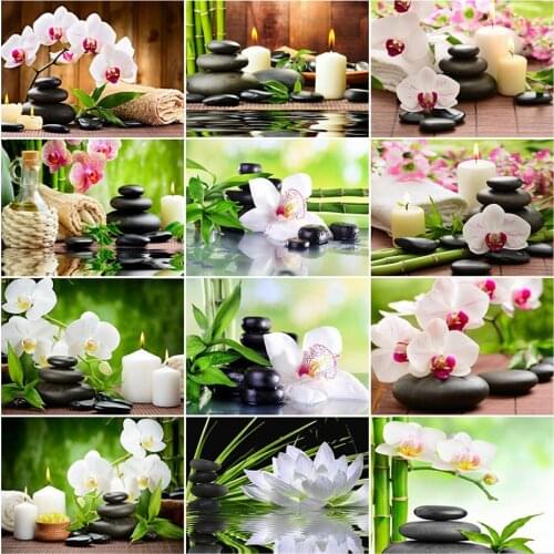 LZAIQIZG Full Square/Round Diamond Painting Religion Buddhism Zen Orchid Handmade Gift Diamond Embroidery Landscape Home Decor