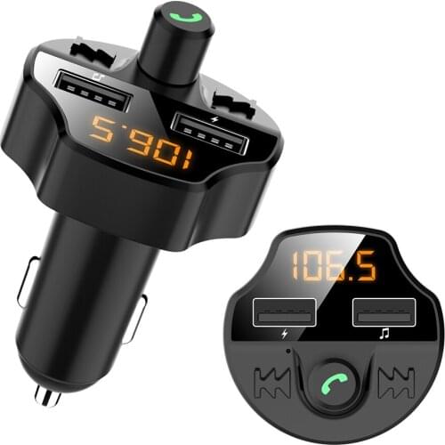 Transmitter Modulator Bluetooth 5.0 Adapter Battery Voltage Car Kit Audio MP3 Player Dual USB Charger Phone Charger Auto