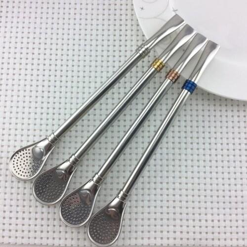 Washable Stainless Steel 304 Removable Drinking Straw Spoon Tea Filter Yerba Mate Straws Clean Brush Bombilla Gourd Reusable