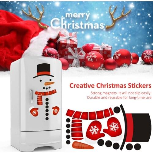 Lovely Lovely Snowman Refrigerator Magnetic Stickers Set Funny Window Stickers For Holiday Christmas Gift Decoration