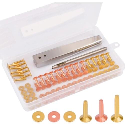 New 42pcs Multi-purpose Brass Leather Rivet Set 3.5mm Hole Punch Tool DIY Craft Fastener Rivet Button For Bag Belt Strap Wallet