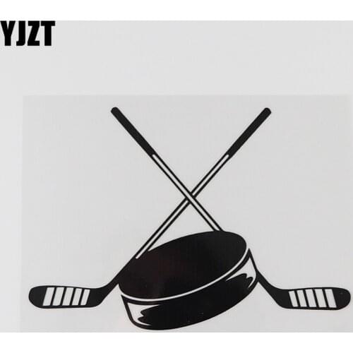 YJZT 15.8CMX11.2CM Love Hockey Stick And Puck Decal Vinyl Car Sticker Black/Silver 8A-0886