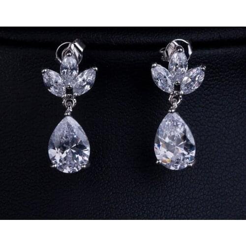 New Arrival Water Drop Dangle Earrings Brincos Bride Jewelry AAA Cubic Zirocn Pendant Crystal Earring Wholesale