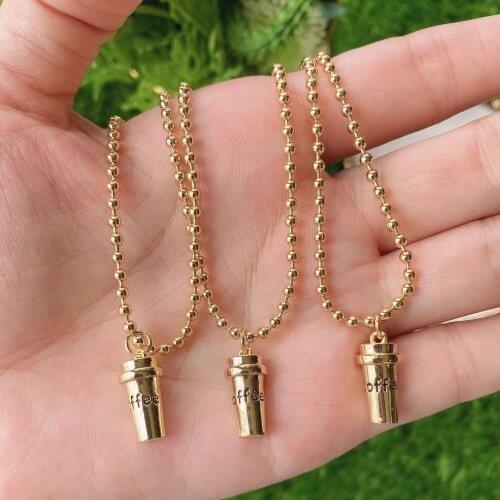 10PCS, Tiny Coffee Cup Charm Necklace Women Men Pendant Gold Coffee Cup Necklace Dainty Necklace Bridesmaid Birthday Gift