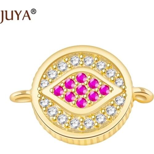 Supplies For Jewelry Wholesale Multicolor Zircon Rhinestone Pave Round Small Connector Charms Fit Bracelet Necklace Making
