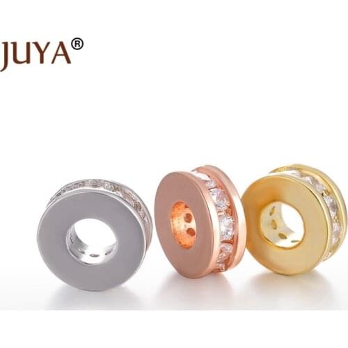 Supplies For Jewelry Wholesale Gold Copper Metal Inlaid Zircon Round 10mm Spacer Beads For Jewelry Making DIY Bracelets