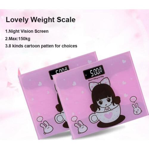 7styles Cartoon Mini Digital Body Scale Portable Body Health Weight Measuring Electronic Scale with LCD Display 150KG scale S2
