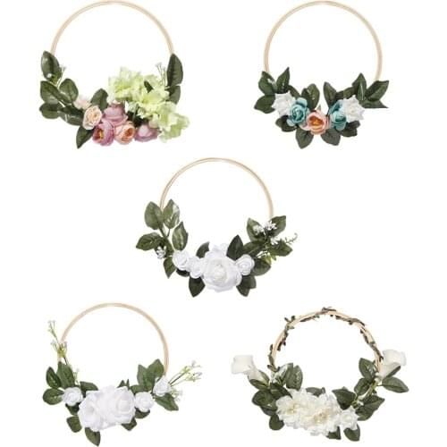 Farmhouse Flower Garland Leaves Wreath Front Door Wedding Home Hanging Decor