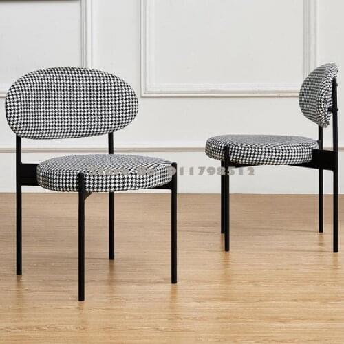 Nordic net red simple household makeup stool lounge chair backrest houndstooth dining chair modern small apartment dining chair