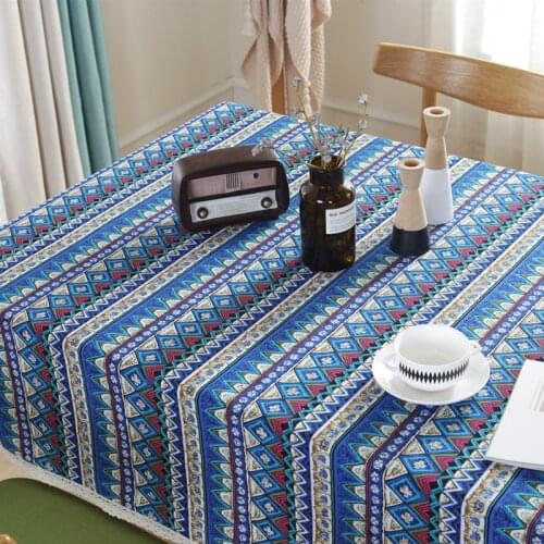 Nation Style Stripe Tablecloth Red Green Blue Pattern Kitchen Dining Table Cover Modern Decoration Home Textile Table Cloth