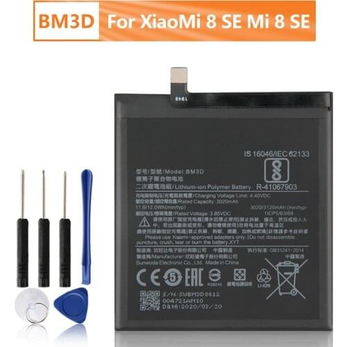 Xiao Mi Original BM3D Battery For Xiaomi 8 SE MI8 SE M8SE BM3D Genuine Replacement Phone Battery 3120mAh With Free Tools