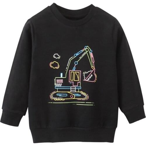 Jumping Meters Long Sleeve Boys Sweatshirts With Excavators Print Fashion Sport Kids Tops Fashion Autumn Winter Children Clothes