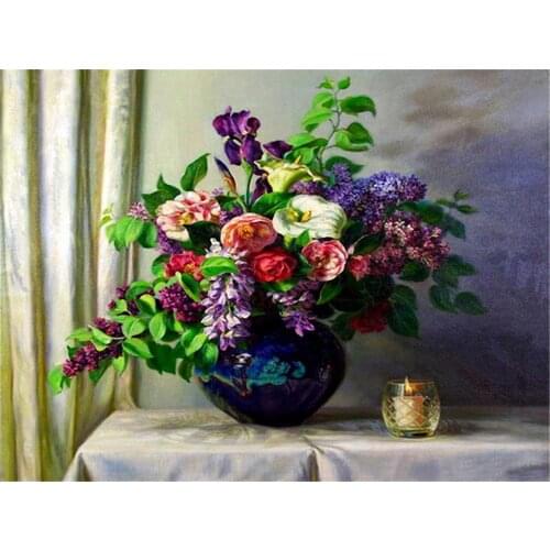 Flowers Printed Fabric 11CT Cross Stitch DIY Embroidery Patterns DMC Threads Handmade Needlework Painting Sewing Jewelry