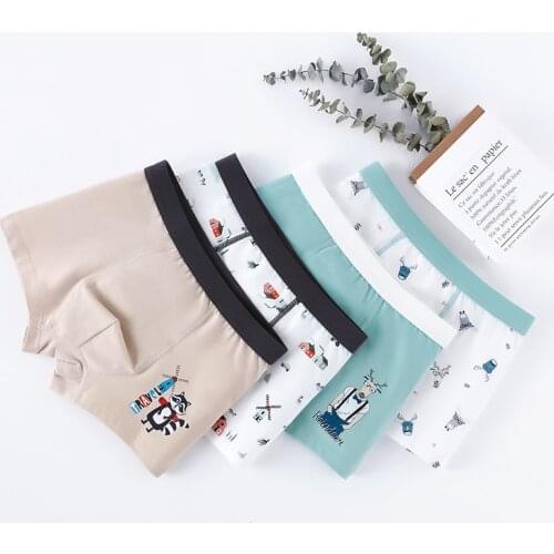 New Arrival Boys Underwear Cartoon Car Panties for Teenage Cotton Children Breathable Cute Boxers 4pcs/pack 6 8 10 12 14 Years