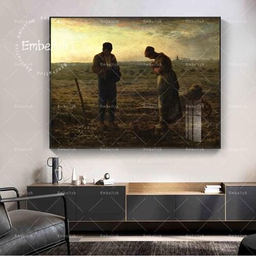 Embelish Realism Figure Oil Painting Jean Francois Millet The Angelus Home Decor Wall Pictures For Living Room Canvas Art Poster