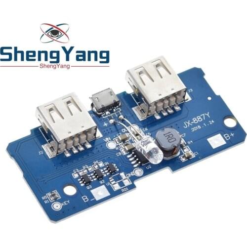 18650 Dual Micro USB 3.7V to 5V 2A Boost Mobile Power Bank DIY 18650 Lithium Battery Charger PCB Board Step Up Module With Led