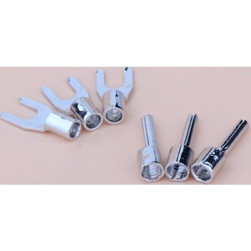 Hifi Pure Copper Rhodium plated High-end Power Connector for Y Lug terminal 3spade+3banana