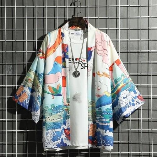 Japanese Clothes Kimono Cardigan Men Asian Streetwear Kimono Shirt Men Traditional Japanese Kimonos Yukata Haori WomenS 30305