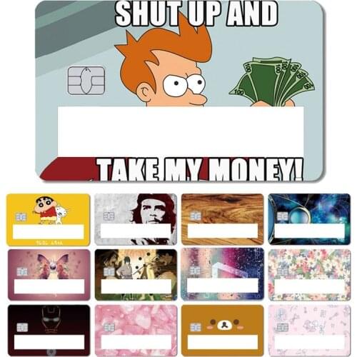 Naruto Take My Money Che Guevara Bear Butterfly Stone Window Sticker Case Film Tape Skin for Big Small Chip Credit Debit Card