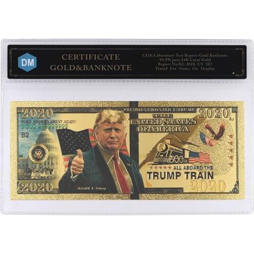Gold Trump Bill Donald Dollar Foil Banknote 2020 President Us Maga Commemorative Plated Colorized for Gifts