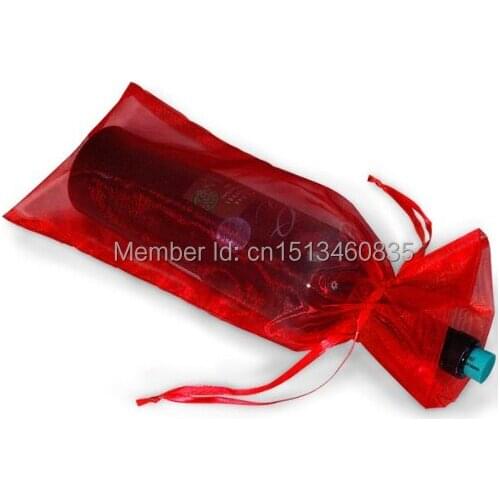 100pcs free shipping organza gift bags pouches 13*32cm jewelry bags wholesale for wedding gift wine bottle packaging and storage