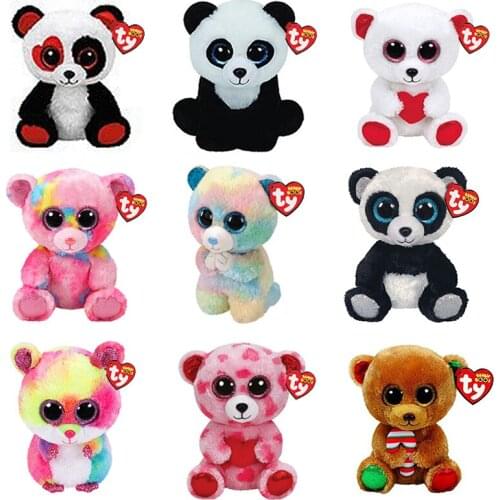 15 CM Ty Beanie Big Eyes Panda Bear Hamster Series Cute Appease Sleeping Stuffed Doll Plush Baby Toys Boy and Girl Birthday Gift