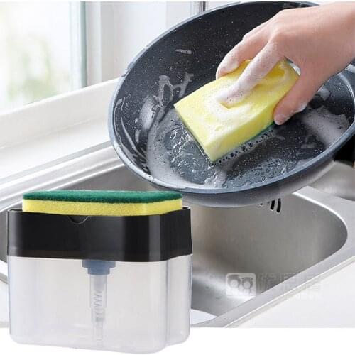 2-in-1sponge Rack Soap Dispenser Soap Dispenser And Sponge Caddy 13 Ounces Holder Storage Rack Box Set Storage Sponge Soap