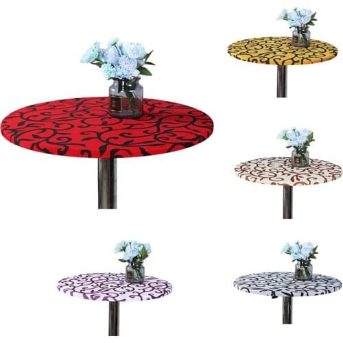 2020 Hot Sale Round Table Cover Printed Home Desk Decor Elastic Table Clothes Wedding Party Decoration Tight Fit Fitted