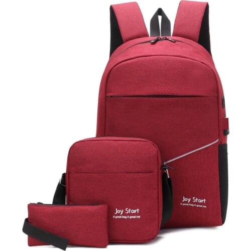 3pcs/set Oxford School Backpack Daypack Shoulder Under 15.6 inch with USB Charging Port School Bag For Teenagers Boys Girls